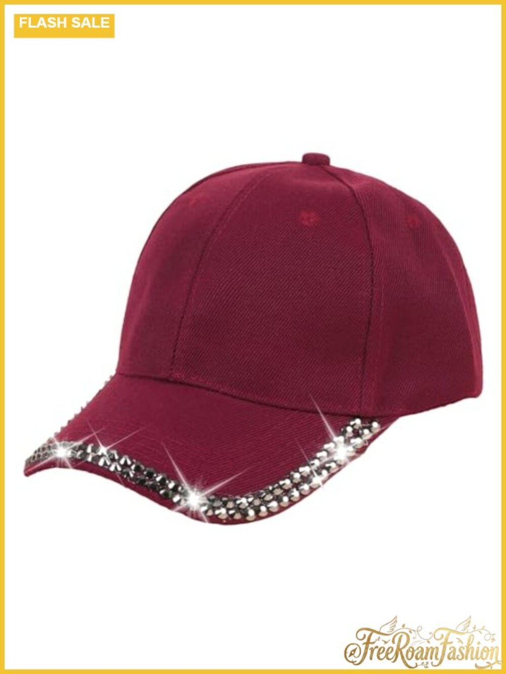 Rhinestone Baseball Cap Bling Adjustable Cotton Sun Hat for Women